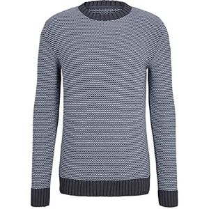 TOM TAILOR Uomini Gebreide trui met structuur 1033678, 30638 - Navy Light Blue Structure, L