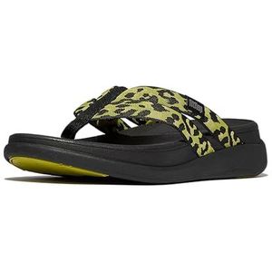 Fitflop F-Mode Go Leopard Webbing Strappy Slippers voor dames, Citroengras Mix, 36 EU