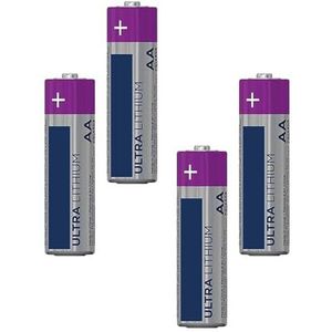 AA Ultra Lithium batterij, 4 stuks, Ø 14,5 x 50,5 mm, voor gebruik in elektronische apparaten met een hoge vraag zoals camera's en afstandsbedieningen.