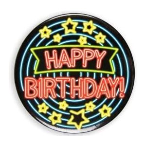 PD-Party Happy Birthday Neon Button 5.5 cm, Black