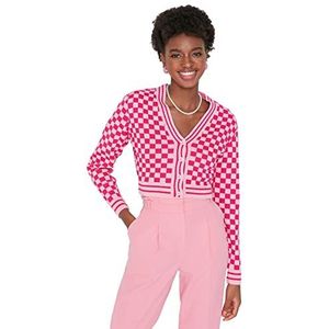 Trendyol Dames Slim Standaard V-hals Gebreide Vest, roze, M