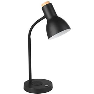 EGLO LED tafellamp Veradal-QI, nachtlampje met QI-oplaadfunctie, nachtlamp touch dimbaar van natuurlijk hout, metaal in zwart en creme, tafel lamp voor woonkamer en slaapkamer, warm wit