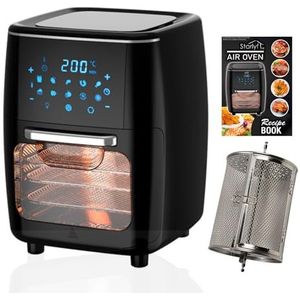 STARLYF Air Oven Friteuse zonder olie, 12 l, 1700 W, Air Cycling-technologie, 10 programma's + draaimand, luchtfriteuse 65-200°, touch-paneel, gemakkelijk te reinigen (12 l - 1700 W)