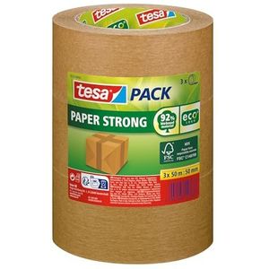 tesapack Papier ecoLogo Verpakkingstape - Plakband voor gebruik met of zonder handafroller - Milieuvriendelijke tape - Set van 3 rollen