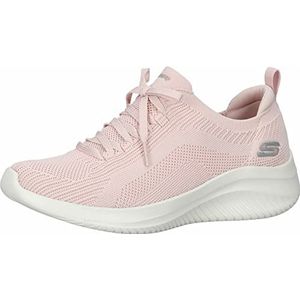 Skechers Ultra Flex 3.0 Big Plan Sneaker voor dames, Roze gebreide rand, 37 EU
