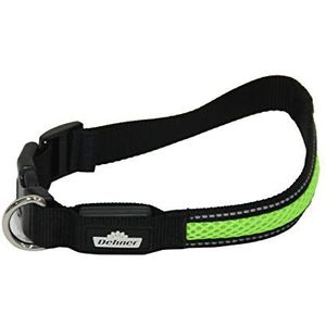 Dehner Led-hondenhalsband Flash Collar, lengte 51 cm, hoogte 2,5 cm, mesh-stof, zwart/groen
