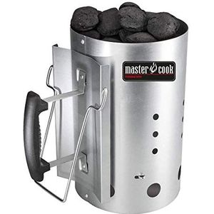 Brigros MasterCook Barbecue-aansteker met veiligheidsgreep van aluminium, houtskoolaansteker, diameter 19 cm, hoogte 30 cm, inhoud meer dan 1,5 kg