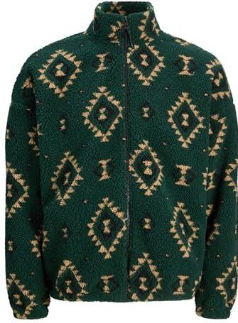 JACK & JONES Fleece jas 'JOREDDIE'  geel / donkergroen