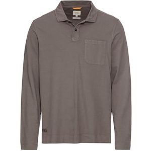 camel active Poloshirt met lange mouwen voor heren van gecertificeerd biologisch katoen, grijs, S