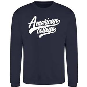 AMERICAN COLLEGE USA Sweatshirt met print, warme kleding, uniseks, kinderen, jongens en meisjes, casual, model ACSCRW1, marineblauw, 16 jaar, Blauw, 16 ans