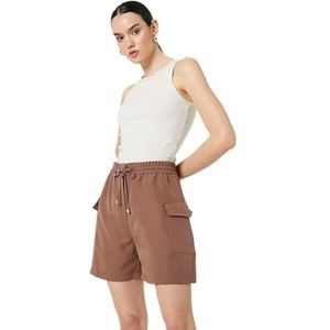 Koton Dames Modal Mix Trekkoord Cargo Pocket Shorts, bruin (532), 34