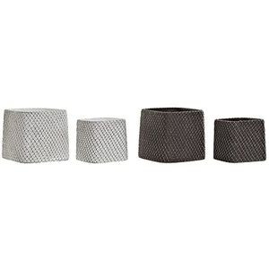 DKD Bloempotset Home Decor bruin cement wit (11,5 x 11,5 x 10,5 cm) (2 stuks) (15 x 15 x 13 cm)
