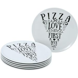 CreaTable, 21569, Pizzaborden Set IN LOVE, 6-delige serviesset, pizzaborden van porselein