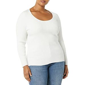 Amazon Essentials Dames Fine Gauge Stretch Scoop Neck lange mouwen trui (verkrijgbaar in grote maten) (voorheen Daily Ritual), ivoor, X-Large
