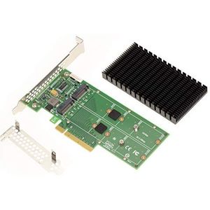 KALEA-INFORMATIQUE M2 PCIe 3.0 x8-controllerkaart voor 2 M.2 NVMe M Key SSD's met koellichaam, voor bifurcatiemodus.
