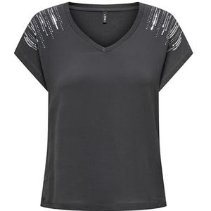 ONLLOUISA Capsleeve Mix Top Box JRS, Phantom/Detail: mouw Studs+sequins (Gunmetal), S