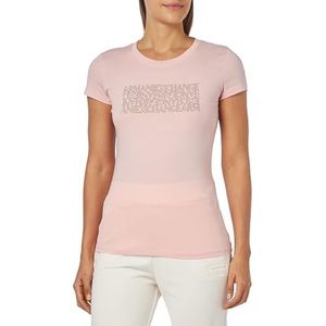 Armani Exchange Dames Pima Cotton Crew Neck Logo Block Tee T-shirt, roze, S
