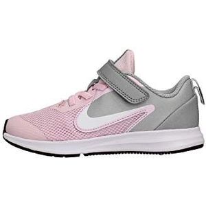 Nike Downshifter 9 (PSV) hardloopschoenen voor jongens, uniseks, Roze Roze Foam Wit Metallic Zilver 601, 28 EU