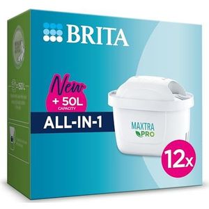 BRITA waterfilterpatroon MAXTRA PRO ALL-IN-1 12-Pack - Originele BRITA filters die kalk en onzuiverheden verminderen, voor kraanwater met een heerlijke smaak en minder plastic afval