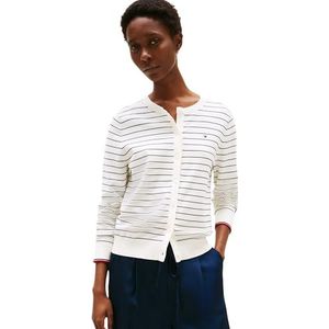 Tommy Hilfiger Trui voor dames, Wit (Ivoorzijde/Dark Night Navy Stp Gs), XXL