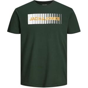 JACK & JONES Heren T-shirt Logo Ronde Hals T-Shirt, Navy Blazer/Print: play 5, XL