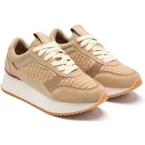 Casual schoenen - Beige - Schoenen van Leer met Platformhandschoen