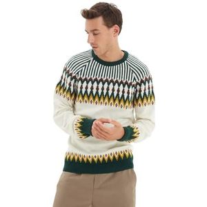 Trendyol Mannelijke slanke standaard trui met ronde hals, Beige, L