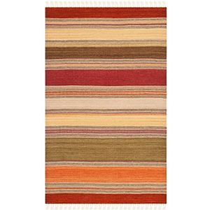 Safavieh Gestreept kelim-tapijt, STK317, plat geweven wol, 76 x 121 cm, groen