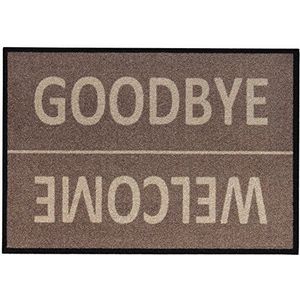 andiamo Schoonloopmat Diavolo deurmat deurmat vuilvangmat Welkom Goodbye wasbaar op 30 °C handwas voetmat, polyamide, taupe, 39 x 58 cm