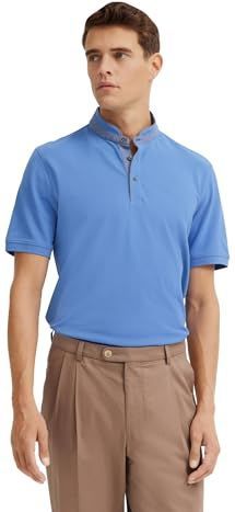 Bugatti - Poloshirt - Blauwgrijs - Met Opstaande Kraag