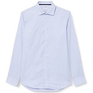 Seidensticker Heren business overhemd - Shaped Fit - strijkvrij - Kent kraag - lange mouwen - 100% katoen, blauw, 45
