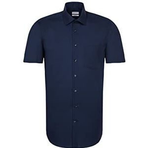 Seidensticker Klassiek overhemd voor heren, regular fit, korte mouwen, blauw, 43