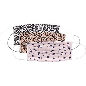 ONLY dames mond-neusmaskers, Wit/Aop: sterren/Leo/Black Flower, Eén maat