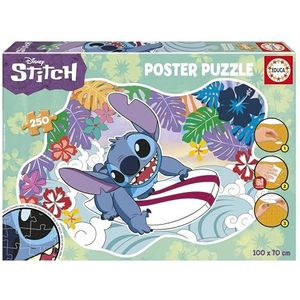 Educa - Stitch | Kinderpuzzel met 250 stukjes. Puzzel met een bepaalde externe en grote vorm: 100 x 70 cm. Bevat de puzzellijm FixPuzzle. Aanbevolen voor kinderen vanaf 8 jaar (19963)