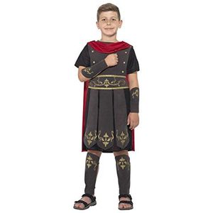 Smiffys 45477M Romeinse soldaatkostuum, tuniek, cape, arm en been, leeftijd: 7-9 jaar, zwart