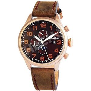 Engelhardt 389537029002 Analoog mechanisch horloge voor heren met leren armband, bruin-bruin, armband