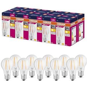 OSRAM LED STAR VALUE KLASSISK A60 LED LAMP til E27 Socket, Pear Shape, Fil, 806 Lumen, Warm White (2700K), Udskiftning til konventionelle 60W pærer, ikke dæmpbar, 10-pack