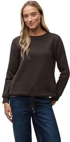 Street One Dames Sweater met geribd detail in Bruin, in size: 34