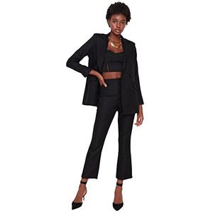 Trendyol Vrouwen Normale Taille Rechte Been Sigaret Broek Broek, Black, 68