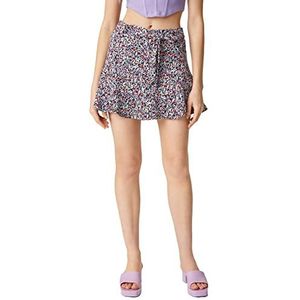 Koton Dames Mini Floral Ruflle Skort, Zwart design (9d9), XL