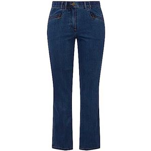Ulla Popken Dames grote maten plus size jeans mony, conische pijpen, zakken met ritssluiting 808812, Denim Blauw, 56W x 34L