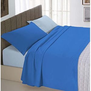 Italian Bed Linen Natural Color beddengoedset, 100% katoen, koningsblauw/lichtblauw, afzonderlijk