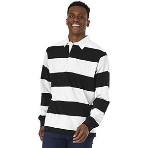 Charles River Apparel Klassiek rugbyshirt voor heren, Zwart/Wit, XS