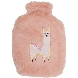 Draeger Paris Warmwaterkruik koraalroze pluche Lama | Warmwaterkruik van imitatiebont | Warmwaterkruik winter | Cadeau warmwaterkruik voor kinderen - Warmwaterkruik buikpijn voor volwassenen en
