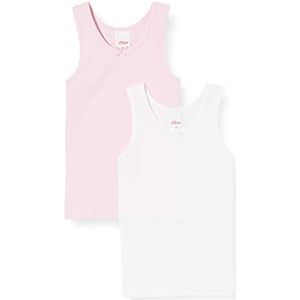 s.Oliver Meisjes dubbelpak onderhemd (verpakking van 2), wit/roze, 128 cm