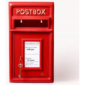 ACL Royal Mail Post Box - Rode brievenbus met slot - Pijler/muur gemonteerde brievenbus - Afsluitbare verzenddoos Royal Mail Replica - Duurzame gietijzeren postdoos (brievenbus ROOD 25D x 44H)