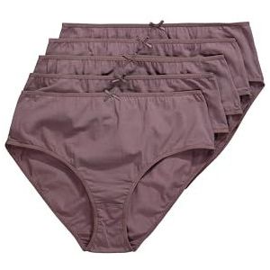 Ulla Popken Slips voor dames, verpakking van 5, Aarde, 16-44 Plus