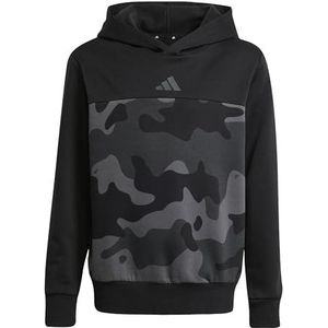 adidas Unisex niños Seasonal Essentials Camo Fleece Hoodie Juniors, black/white, 13-14 Years