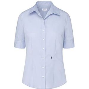 Seidensticker Damesblouse - hemdblouse - strijkvrij - slim fit - korte mouwen - uni - 100% katoen, lichtblauw (080614), 42