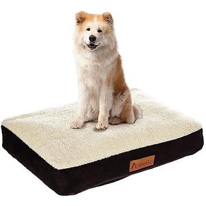 Ellie-Bo Memory Foam Orthopedisch Hondenbed met Faux Suède en schapenvacht Topping voor hondenkooi/Crate XXL 121,9 cm, 48 inch, Zwart
